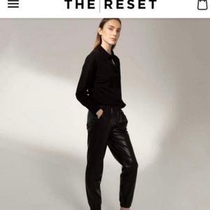The Reset R Label‎ Vegan Black Leather Jogger Soft Pants Size M
